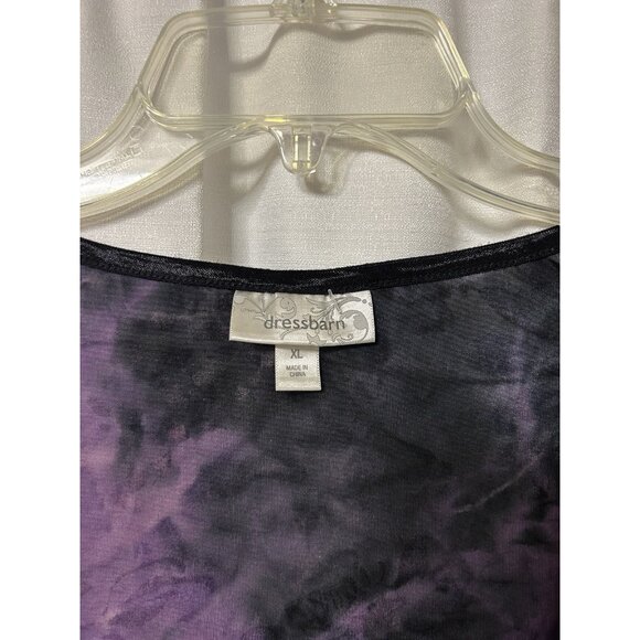Dress Barn Black Purple Witchy Whimsigoth Shirt Top Stretch XL - Picture 3 of 6